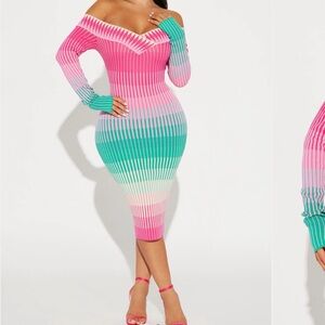 Fashion Nova Vibrant Striped Knit Dress